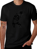 Bear & Star Graphic Print Black T-Shirt