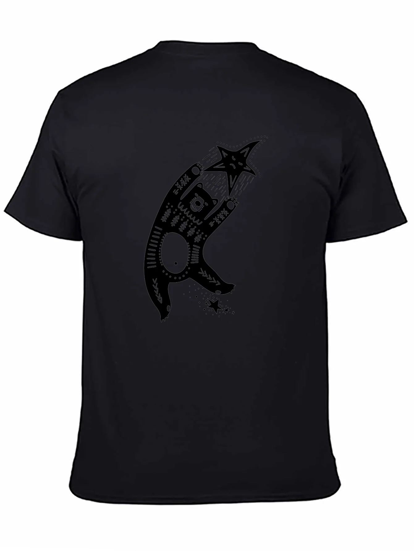 Bear & Star Graphic Print Black T-Shirt